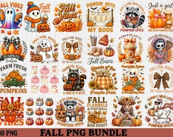 Retro Fall Clipart PNG Mega Bundle: Autumn Sublimation Designs