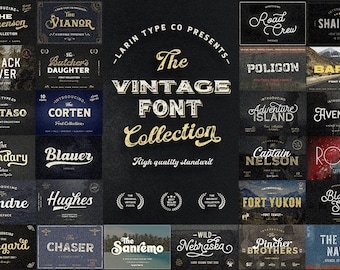 Vintage Font Bundle: 35 Retro Typefaces, Commercial Use