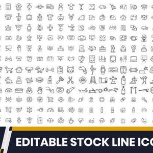 300 Minimalist Outline Icons: Vector Icon Pack (Digital Download)