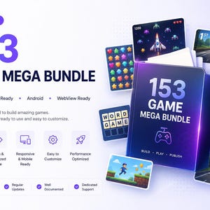 153 HTML5 Game Mega Bundle | Web + Android WebView Ready Casual Games Pack | Browser Game Templates | Game Source Codes