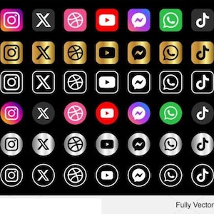 Modern Social Media Icons Pack: Vector Logos for Branding (Digital Download)