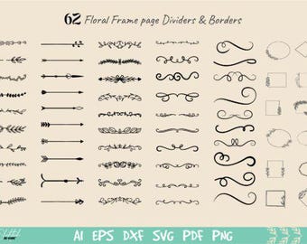 Floral Frame Dividers & Borders SVG Bundle | Hand-Drawn Ornaments