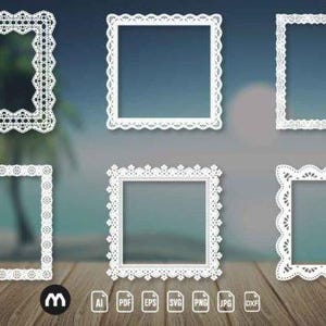 Laser Cut Vintage Lace Frames Bundle SVG DXF PNG pdf ai eps jpeg Files for Cricut Silhouette Scrapbooking Card Making Crafts