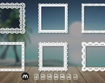 Laser Cut Vintage Lace Frames Bundle SVG, Cricut Ready (Digital Download)