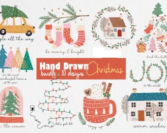 Hand Drawn Christmas PNG Clipart Bundle: Holiday Crafts (Digital Download)