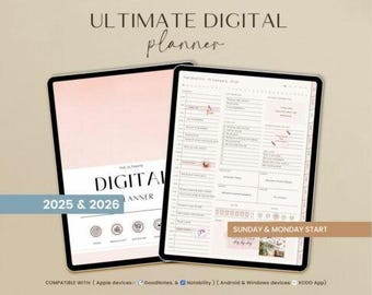 2025 Boho Digital Planner for GoodNotes & iPad | Portrait Hyperlinked PDF Lifestyle Planner