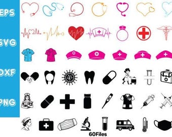 Nurse SVG Clipart Bundle: Medical Design Graphics (Digital Download)