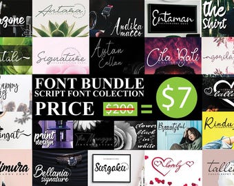 20 Script Fonts Bundle: Handwritten Font Collection (Digital Download