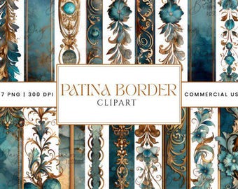Vintage Patina Borders Clipart Bundle: 67 Grunge PNG Frames (Digital Download)