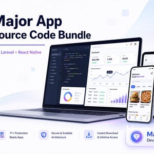 Paquete de 71 códigos fuente de aplicaciones importantes: proyectos de Android, Flutter, PHP, Laravel y React Native con paneles de administración