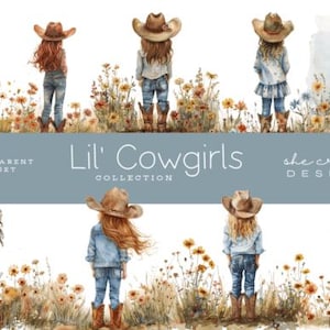 Watercolor Cowgirl Clipart Bundle: Western Girl PNG Images (Digital Download