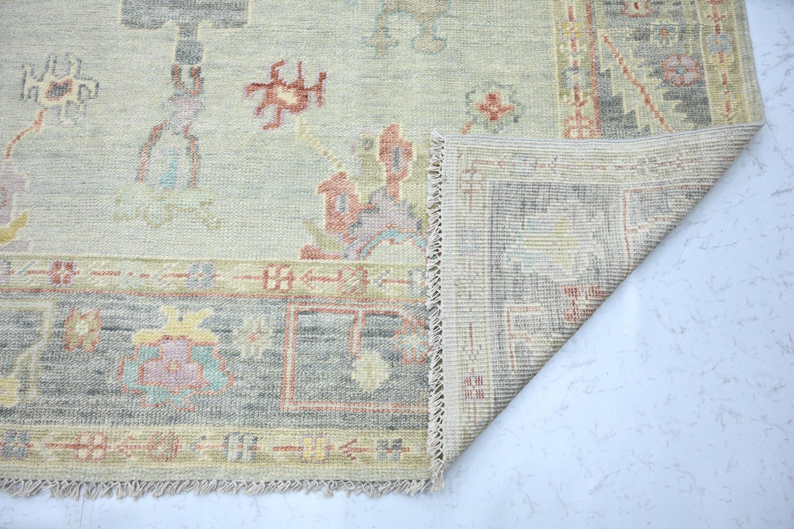 10x14 Ft Traditional Hand Knotted Turkish Rug, Aqua Gray Extra Large ...