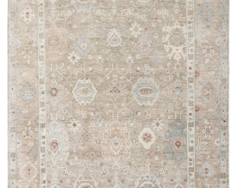 Camel Brown Turkish Oushak Rug, Hand Knotted Wool Area Rug, Custom Size