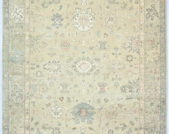 2x3 Brown Camel Turkish Oushak Rug, Hand Knotted Wool Entryway Accent Rug