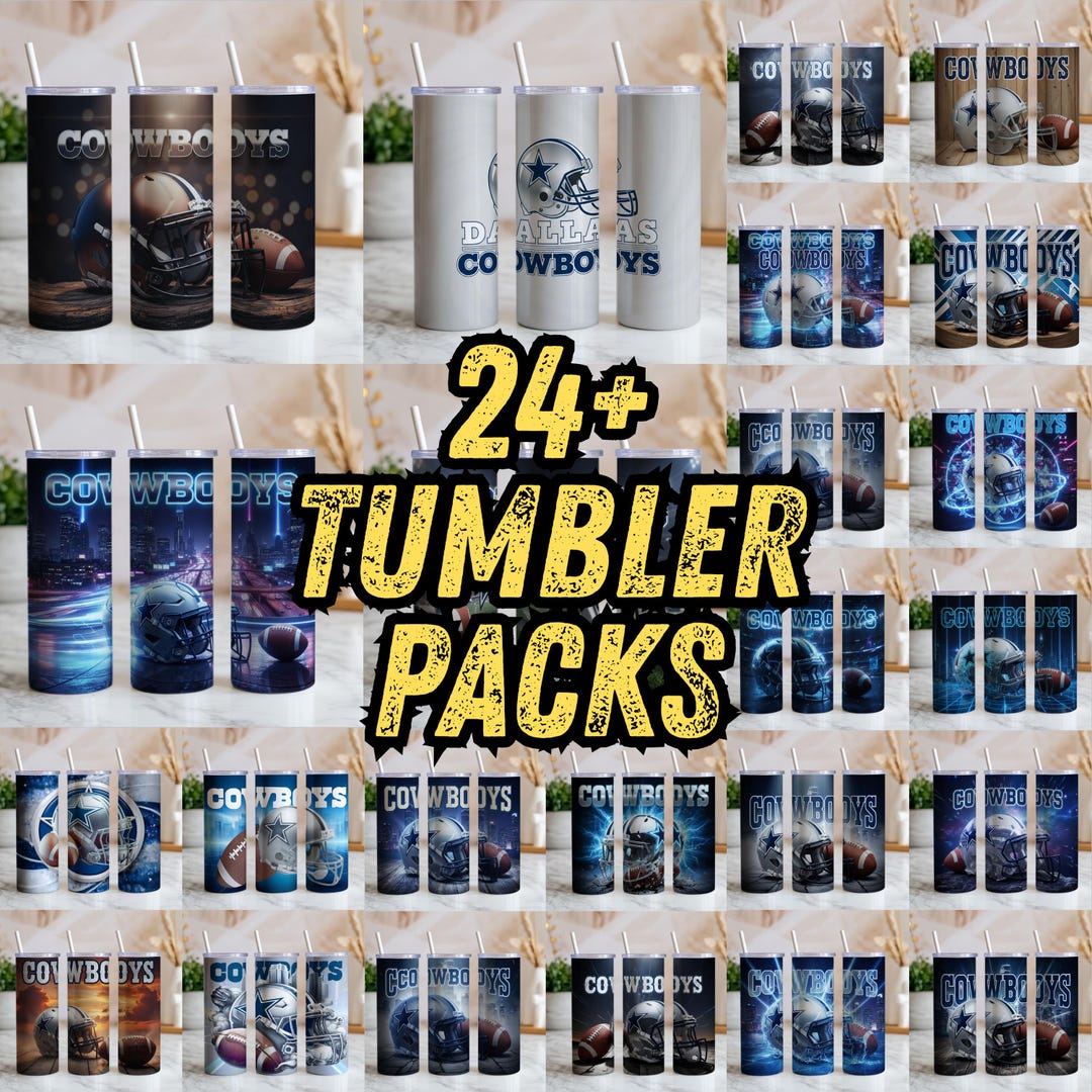 Pack of 24+ Cowboys Tumbler Wrap PNG, Sport 20oz 30oz Mascot ...