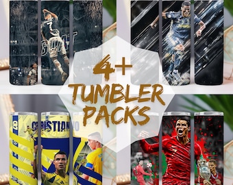 Confezione da 4 bicchieri Cristiano Ronaldo in acciaio inossidabile con isolamento in formato PNG, regalo per tifosi di calcio