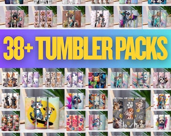 38+ Bundle di simpatici gatti e cani da 20 once, design a sublimazione, download digitale PNG, download digitale istantaneo