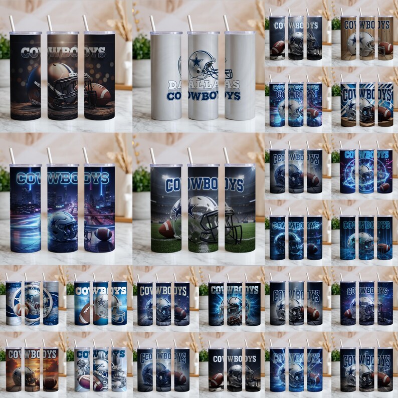 Pack of 24+ Cowboys Tumbler Wrap PNG, Sport 20oz 30oz Mascot ...