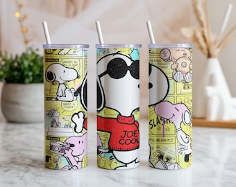 Bicchiere con motivo a cane bianco, 20 once, design PNG per San Valentino - Design a sublimazione PNG con motivo a cartone animato