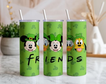Cartoon Friends 20oz Tumbler Wrap PNG | St Patrick’s Day Shamrock Seamless Sublimation Design | Digital Download