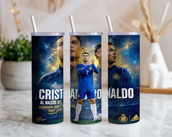 Cristiano Ronaldo 20oz Tumbler Wrap PNG | Soccer Legend Football Sublimation Design |  Digital Download