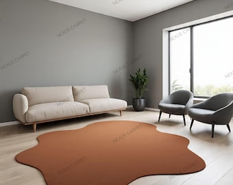 Modern Irregular Shape Rug – Handmade Solid Color Carpet for Living Room, Bedroom & Home Decor