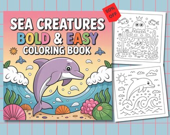 Sea-Creatures Coloring Book | Ocean-Inspired Digital Art  | Relaxation  | Creativity | Digital Download | PDF Files |