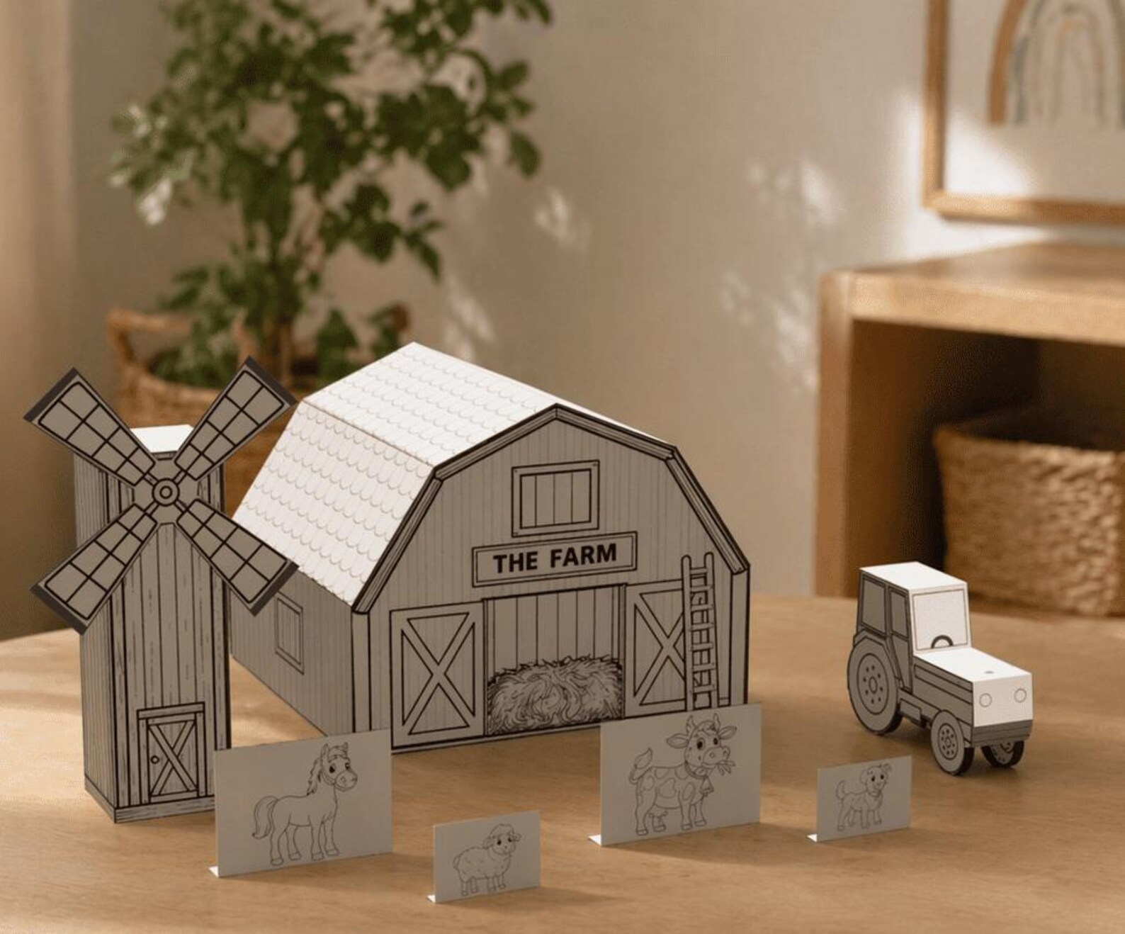 3D Paper Farm — Printable Paper Craft Kit for Kids | Print, Color ...