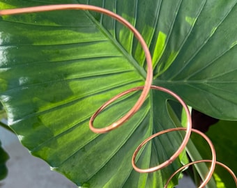 Set of 3 - Natural Copper Plant Stick, Medium Size, indoor plant trellis, garden plant rod, plant gifts, copper decorative stakes