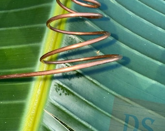Spiral Handcrafted Copper Plant Stake -Set of 3- Elegant Garden Decor - Natural Copper Plant Stick, indoor plant trellis, garden plant rod
