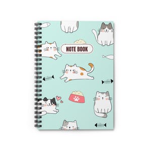 Kawaii Cat Spiral Notebook: Lined, Blank, Dotted Pages