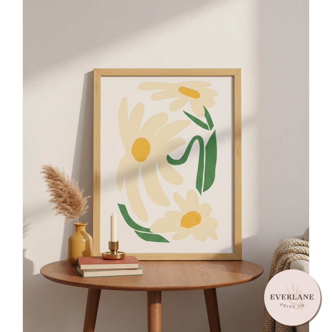 Retro Flower Wall Art Print | Abstract Floral Art | Mid Century Modern ...