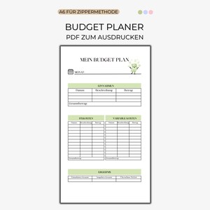 Budget Planer A6 Printable | Einnahmen & Ausgaben Tracker | Budget Binder Einlage | 3 Farben | Finanzen Planer PDF Download | 8x14cm
