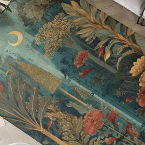 Magic Jungle Themed Tapestry Rug - Enchant Your Space with Mystical Forest Night Design