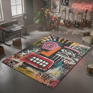 Graffiti Artistic Rug Urban Abstract Street Art Design Carpet image 7