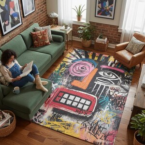 Graffiti Artistic Rug Urban Abstract Street Art Design Carpet image 17