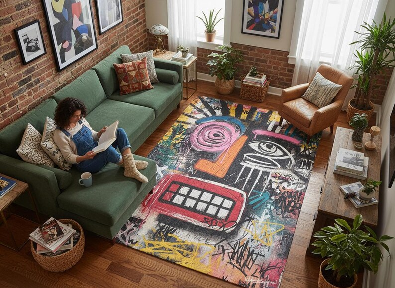 Graffiti Artistic Rug Urban Abstract Street Art Design Carpet image 17