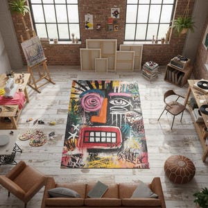 Graffiti Artistic Rug Urban Abstract Street Art Design Carpet image 18