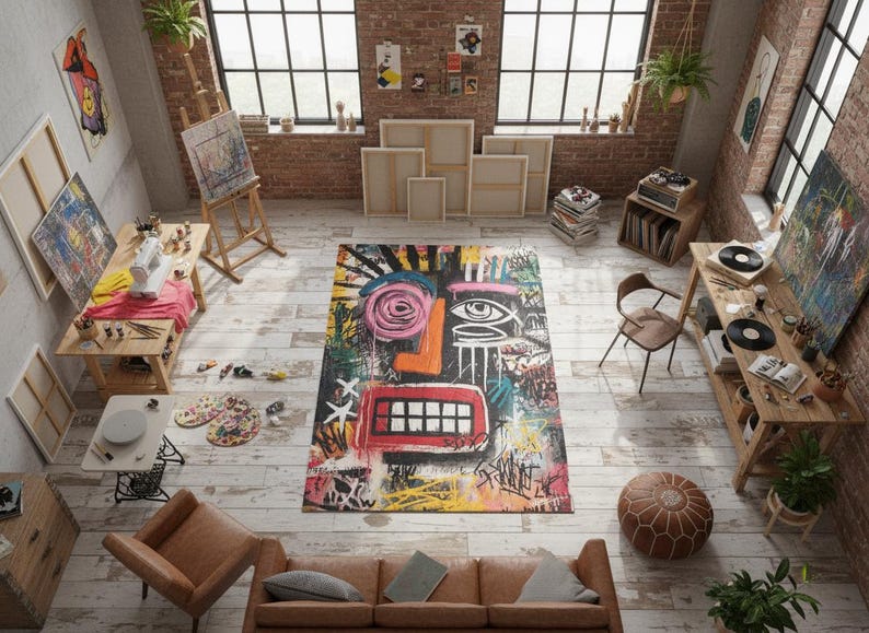 Graffiti Artistic Rug Urban Abstract Street Art Design Carpet image 18