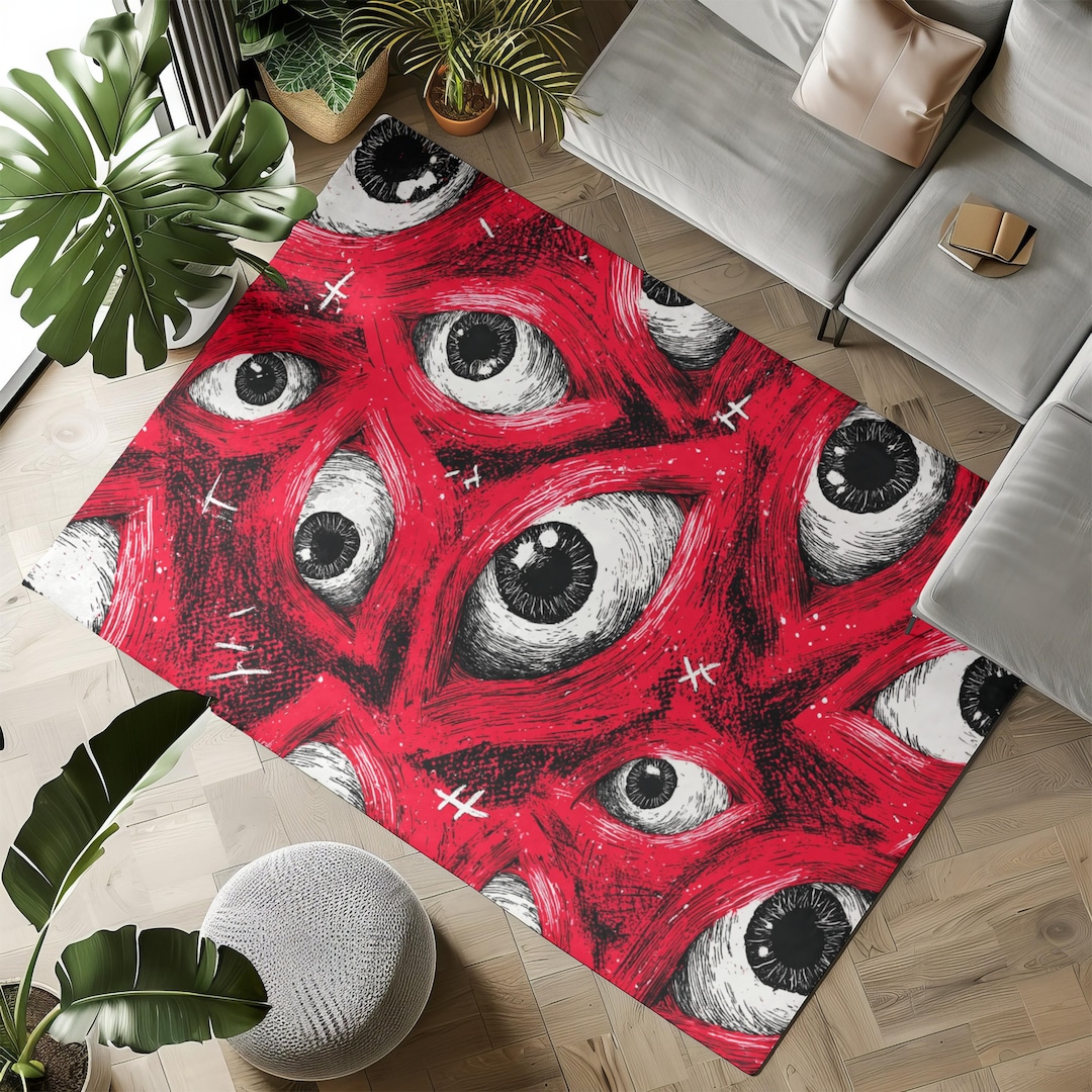 Hideous Rugs Creepy Eye Rug Gothic Horror Red Black Halloween Carpet - Etsy