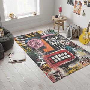 Graffiti Artistic Rug Urban Abstract Street Art Design Carpet image 4