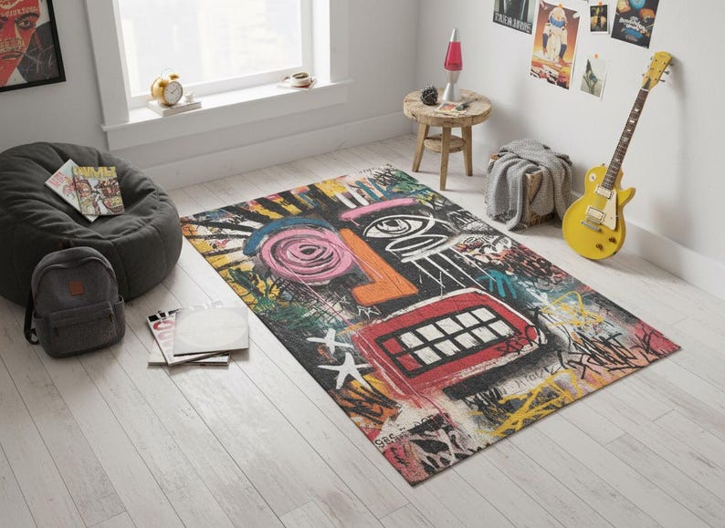 Graffiti Artistic Rug Urban Abstract Street Art Design Carpet image 4