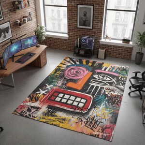Graffiti Artistic Rug Urban Abstract Street Art Design Carpet image 13