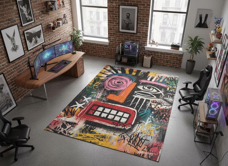 Graffiti Artistic Rug Urban Abstract Street Art Design Carpet image 13