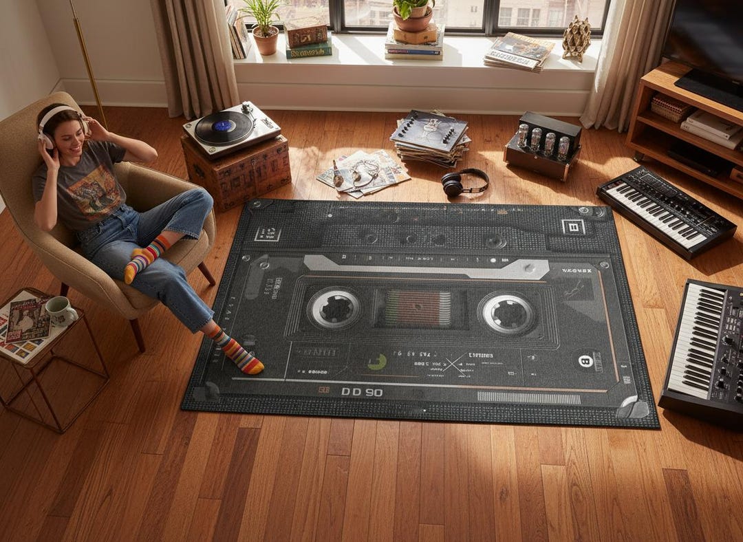 Retro Cassette Tape Rug Vintage Music Inspired Carpet for Home Decor - Etsy