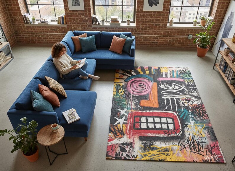 Graffiti Artistic Rug Urban Abstract Street Art Design Carpet image 9