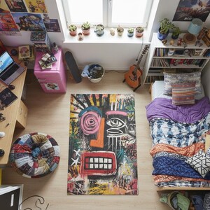 Graffiti Artistic Rug Urban Abstract Street Art Design Carpet image 3