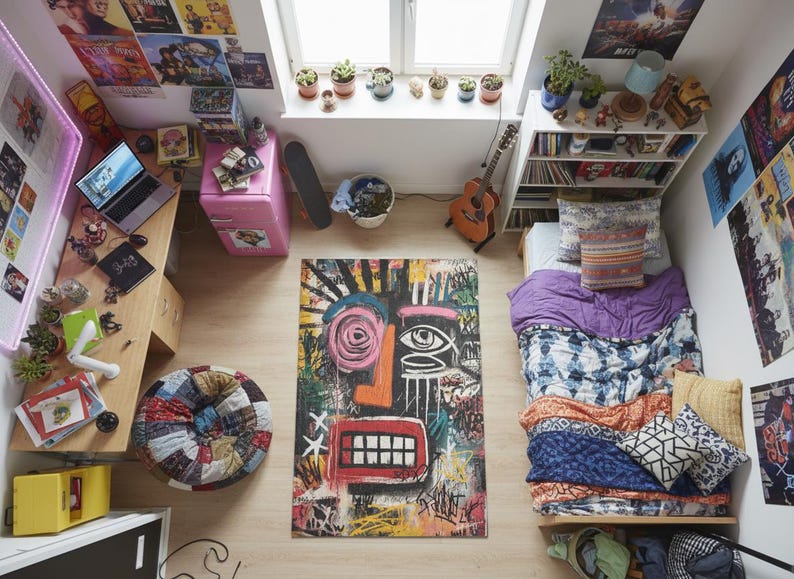 Graffiti Artistic Rug Urban Abstract Street Art Design Carpet image 3