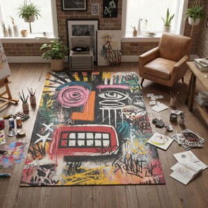 Graffiti Artistic Rug Urban Abstract Street Art Design Carpet image 10