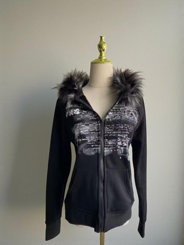 Y2k jacket with fur hoodie - Etsy 日本